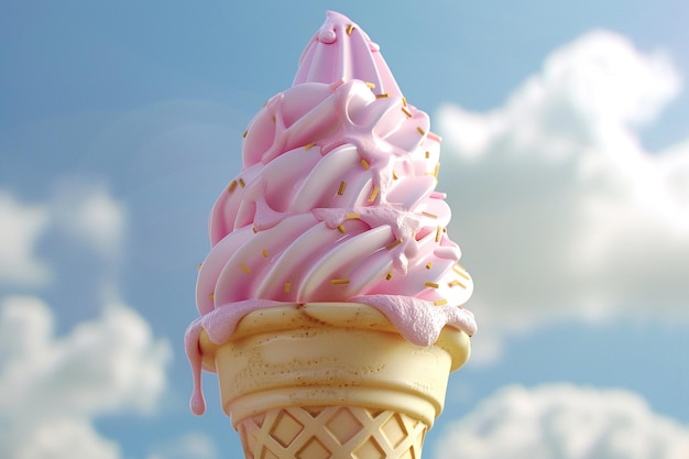 Фото Восхитительный мороженое конус в жаркий летний день окта