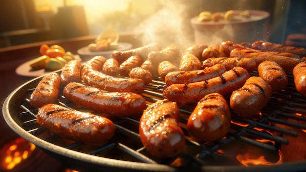 A delightful illustration of a sizzling bratwurst sausage on a grill