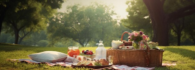 お子様と一緒に公園で楽しいピクニック