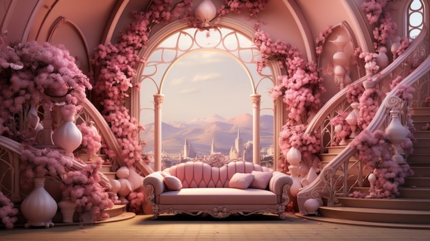 Delightful pink Barbie's sweet backdrop Created with Generative AI