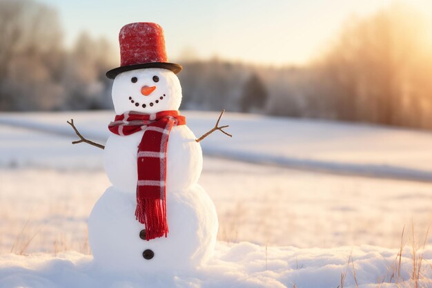 写真 冬 の 田舎 の 素敵 な 雪人 冬 の 祭り の 喜び と 無心 な 喜び の 本質