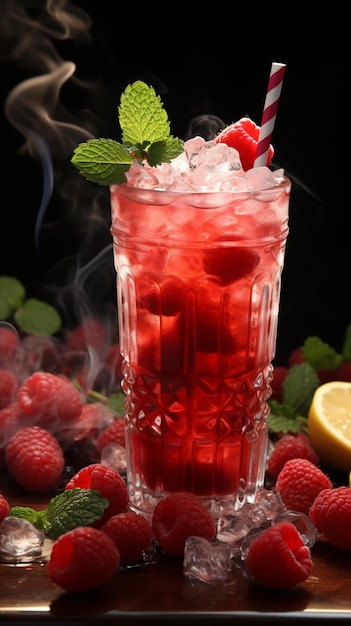 A delightful strawberry raspberry cocktail a blend of sweet and tangy flavors Vertical Mobile Wallp