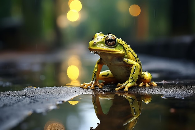 Delightful Tiny Frog Nature's Miniature Marvel Captivating Beauty in a Petite Package Generative Ai