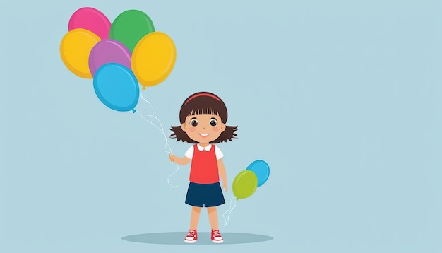 Delightful Vector Design of a Girl with Balloons