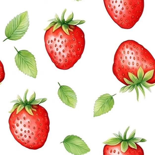 写真 ストロベリー・シームレス・パターン (strawberry seamless pattern) はフルーツをテーマにした壁紙で自然の美しさをあなたの家やデジタルプロジェクトに追加するのに最適です