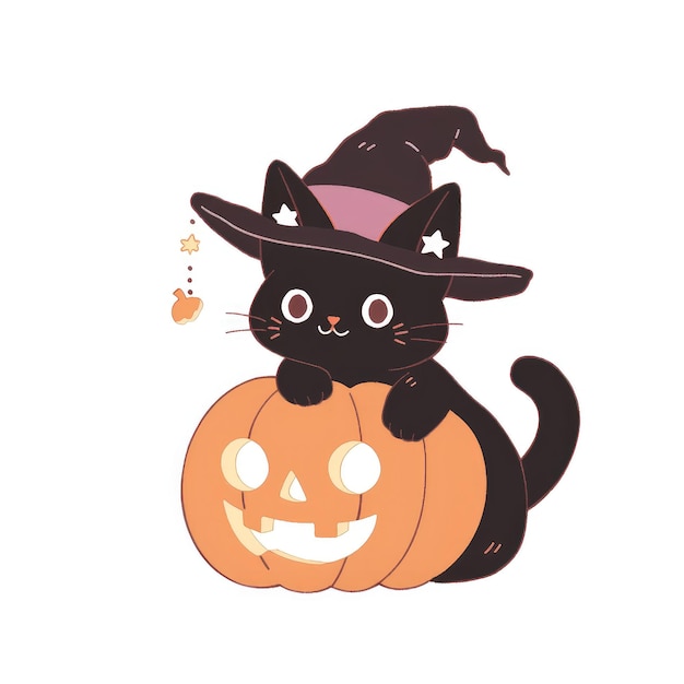 楽しくかわいいパステルのハロウィーン猫のクリップアート、透明な PNG Ba でデザインに奇抜さを加えましょう