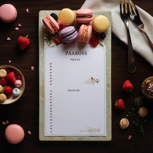 Photo delighting taste buds patisseriestyle 3x5 recipe card with irresistible macaroons