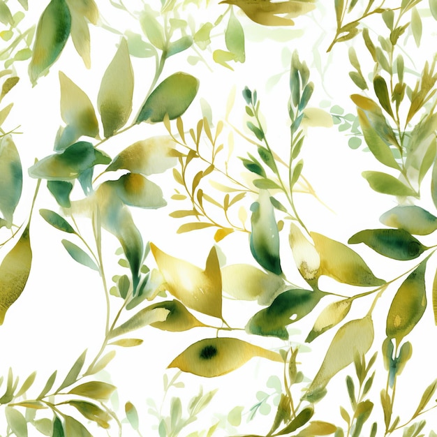 Photo an delineated out watercolor energized border highlighting green and gold takes off and branches idealize for wedding stationary seamless pattern ai generated