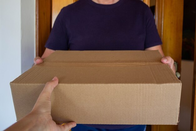 Photo delivering box to homeowner selective focus