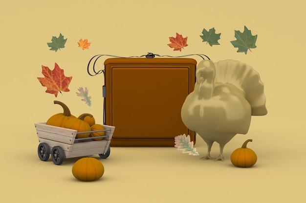 Delivery Bag Front Side In Thanksgiving Themed Background