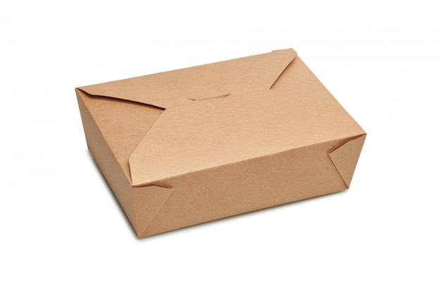 음식을 먹을 준비가 된 배달 빈 판지 상자