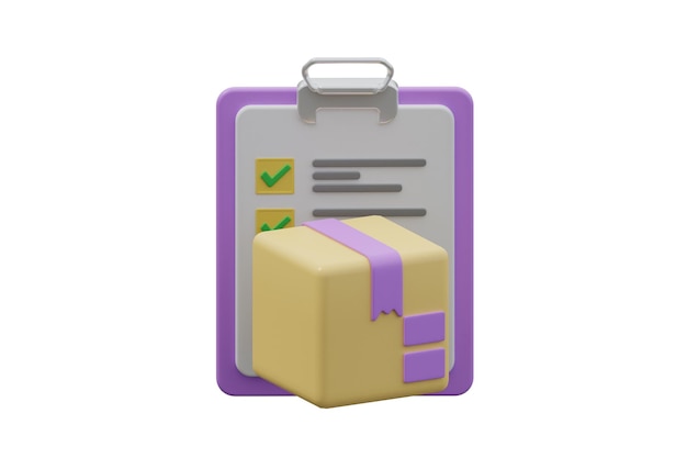 Delivery Cheklist icon isolated white bacground 3d rendering