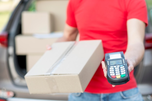 Delivery guy with pos machine