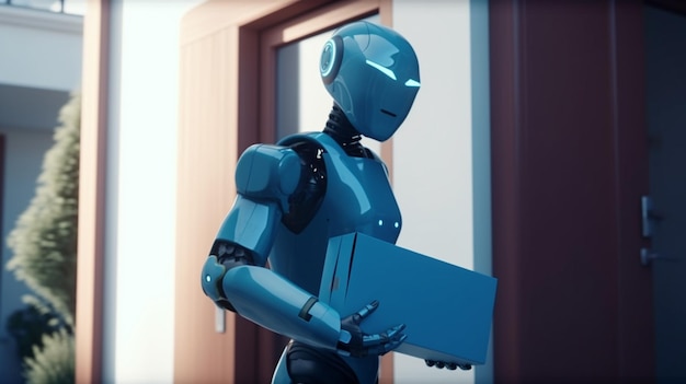 Delivery humanoid robot with a box generative ai