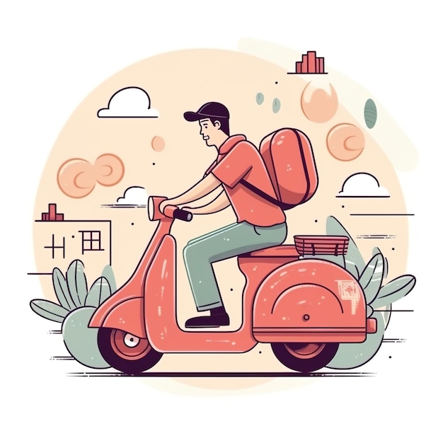 Delivery man concept online order tracking delivery home and officeillustration