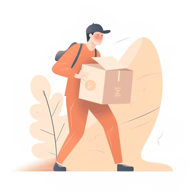 Photo delivery man concept online order tracking delivery home and officeillustration