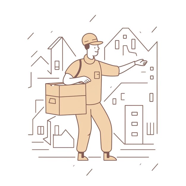 Delivery man concept online order tracking levering thuis en kantoorillustratie