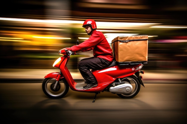 a delivery man delivering at extreme speed