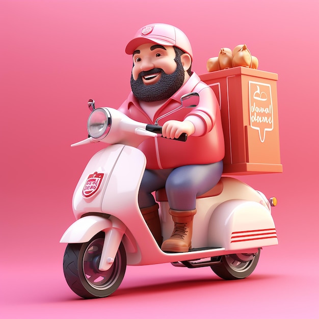 Delivery man driving scooter or motorcycle