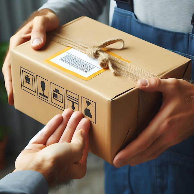 Delivery man Handing over the parcel