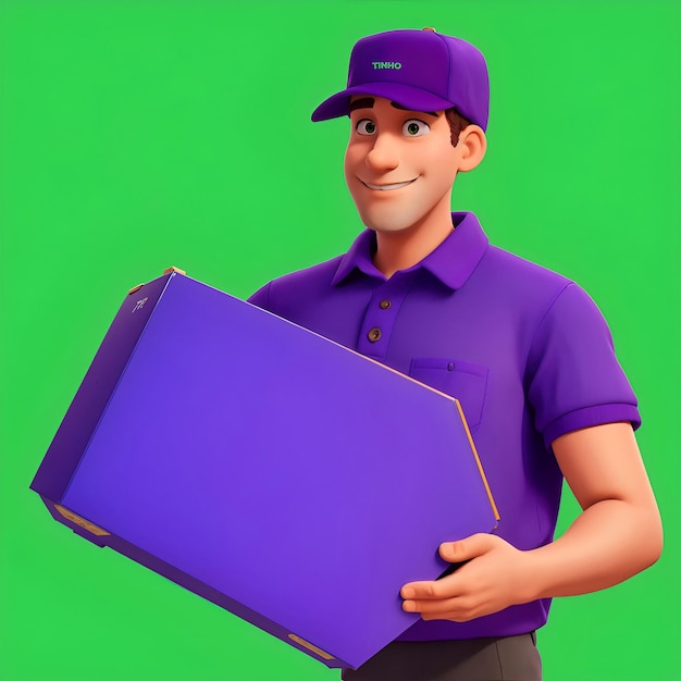 Delivery man holding a box