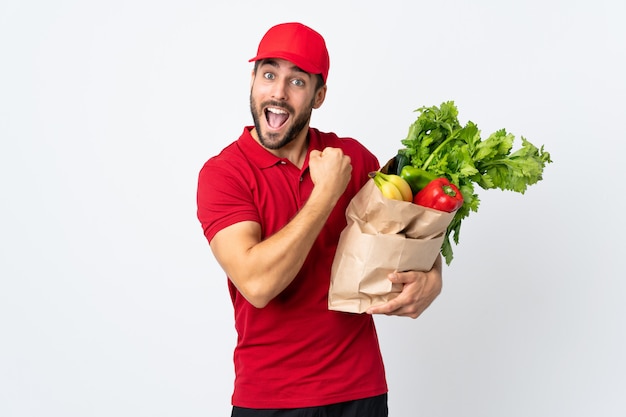 Delivery man over isolated background