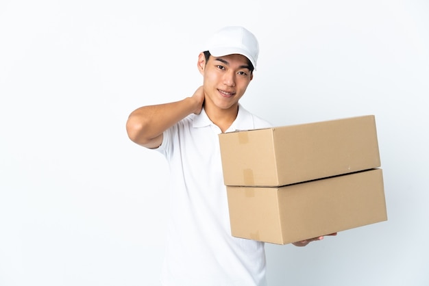 Delivery man isolated laughing