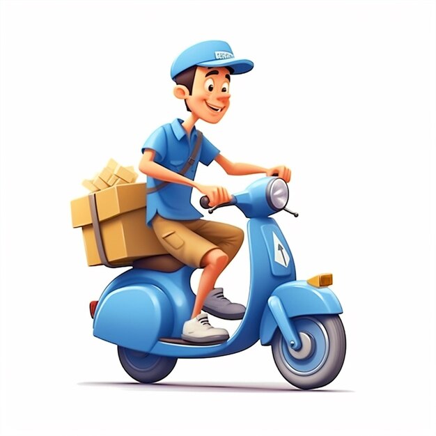 Delivery man riding scooter illustration