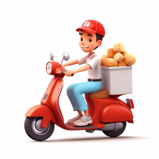 Delivery man riding scooter illustration