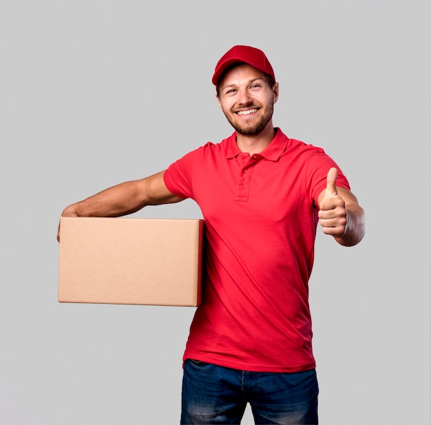 Delivery man showing ok sign