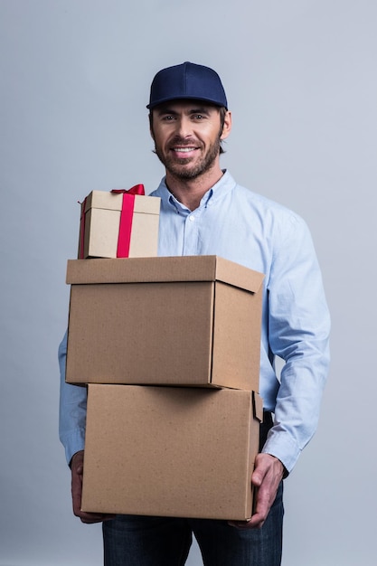 Delivery man with boxes