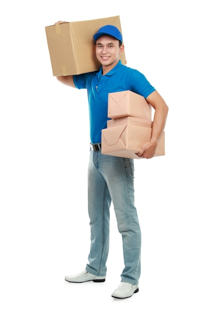 Delivery man with boxes