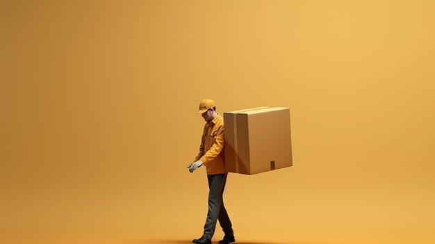 Photo delivery man with cardboard box visual representation