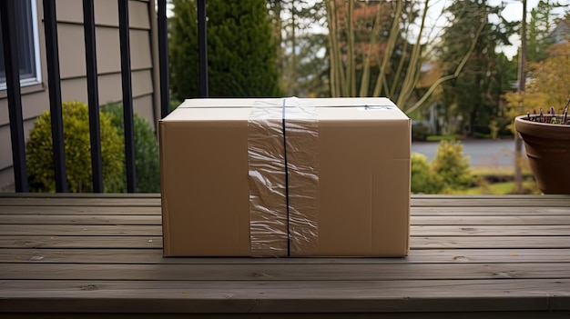 Photo delivery package on porch