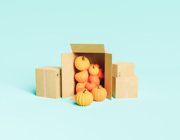 delivery packages with pumpkins