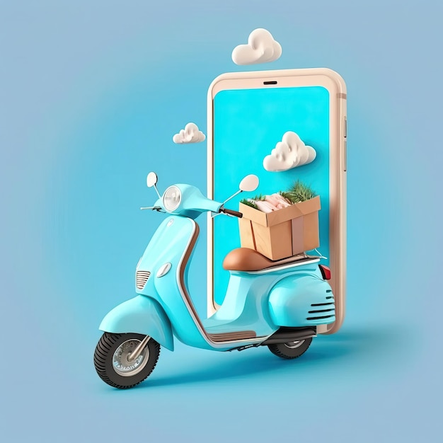 Delivery scooter with outbox from smart phone with generative ai