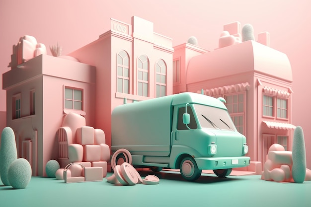 Delivery service truck Generate Ai