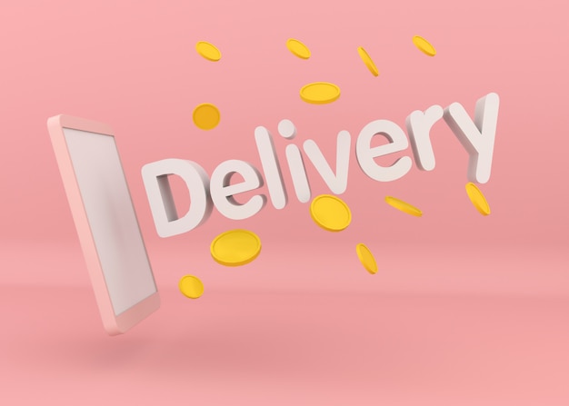 Delivery text on smartphone white screen