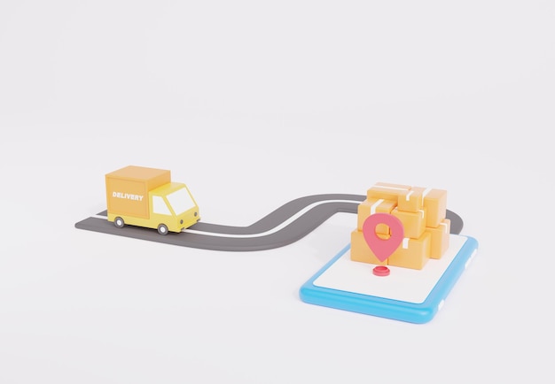 Delivery tracking online 3d rendering illustration