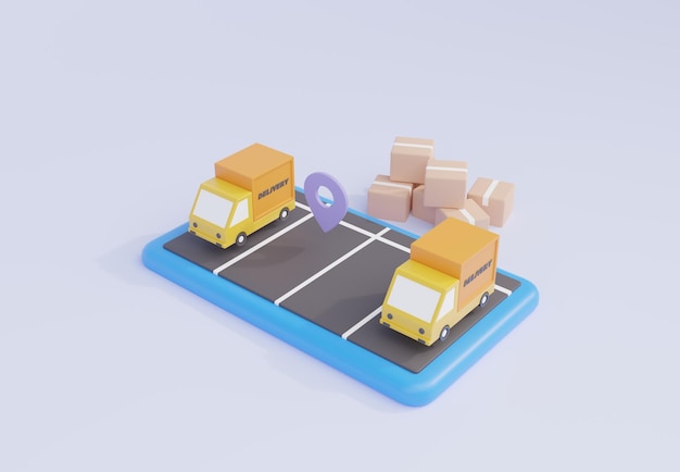 Delivery tracking online 3d rendering illustration