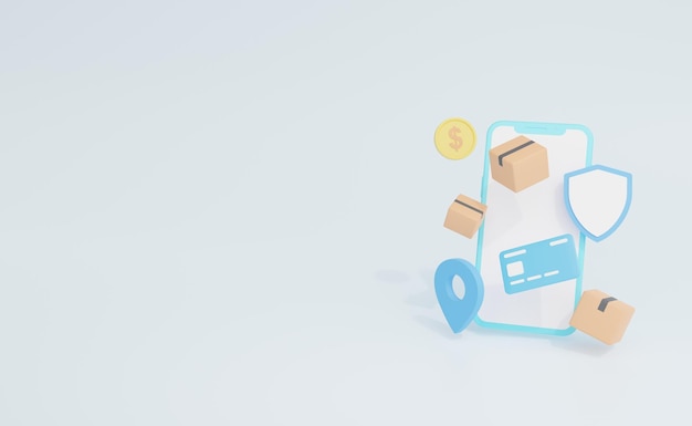 Delivery tracking online 3d rendering illustration