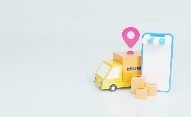 Delivery tracking online 3d rendering illustration