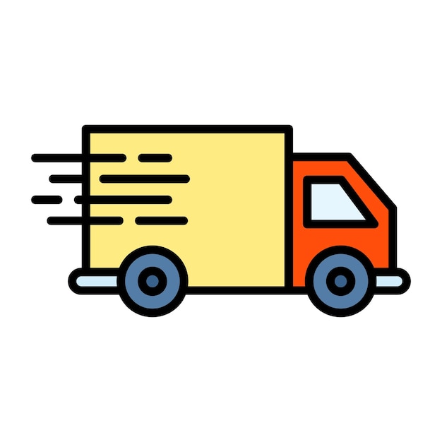 Photo delivery truck flat illustration