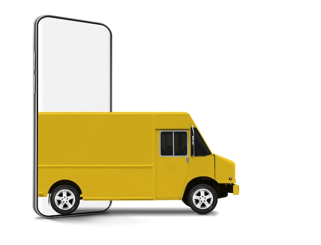 delivery truck from mobile phone