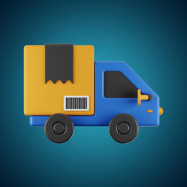 Delivery truck package icon 3d rendering on isolated background