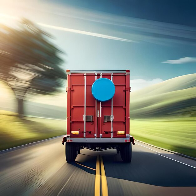 Foto camion di consegna sulla strada fuori dallo smartphone trasportano merci al cliente a casa