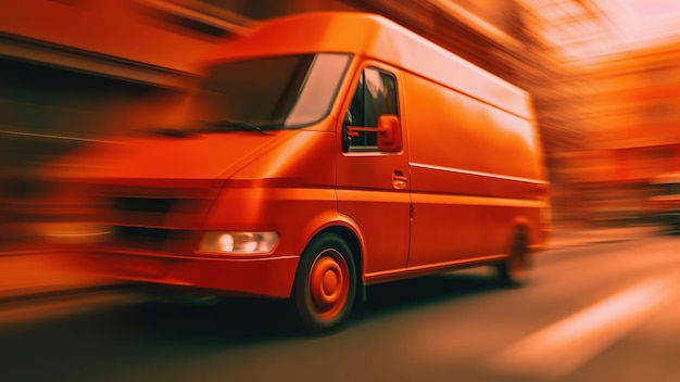 Delivery van on abstract fast motion blur background Generative AI