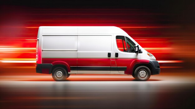 Delivery van going fast delivers packages Delivery transportation and logistics concept transport