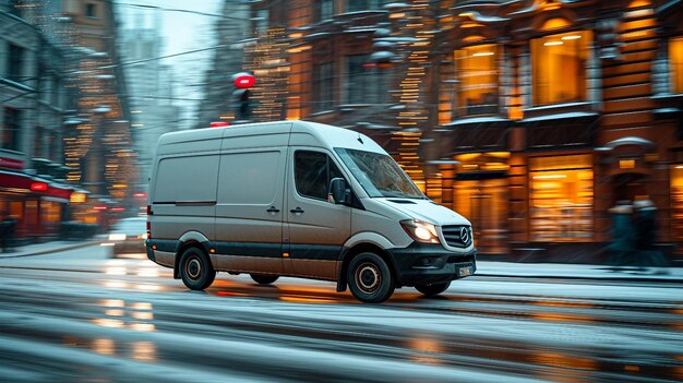 Delivery van in speed motion AI generate illustration