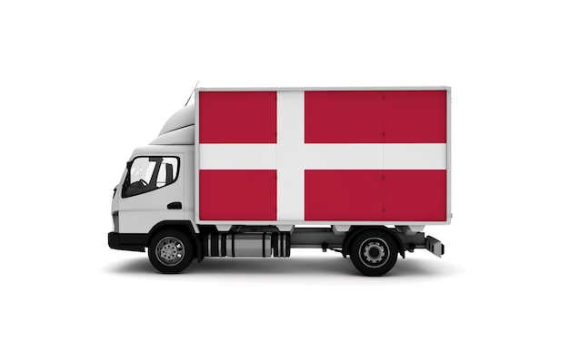 Delivery van with Denmark flag logistics concept